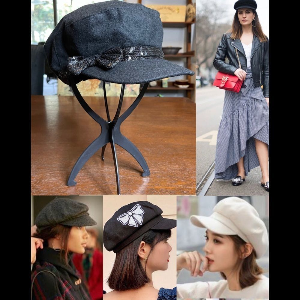 August Newsboy Cap with Sequin Band and Bow